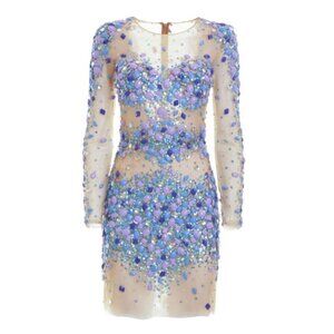 NWOT Forever Unique London Calli Beaded Dress Blue Size US 10